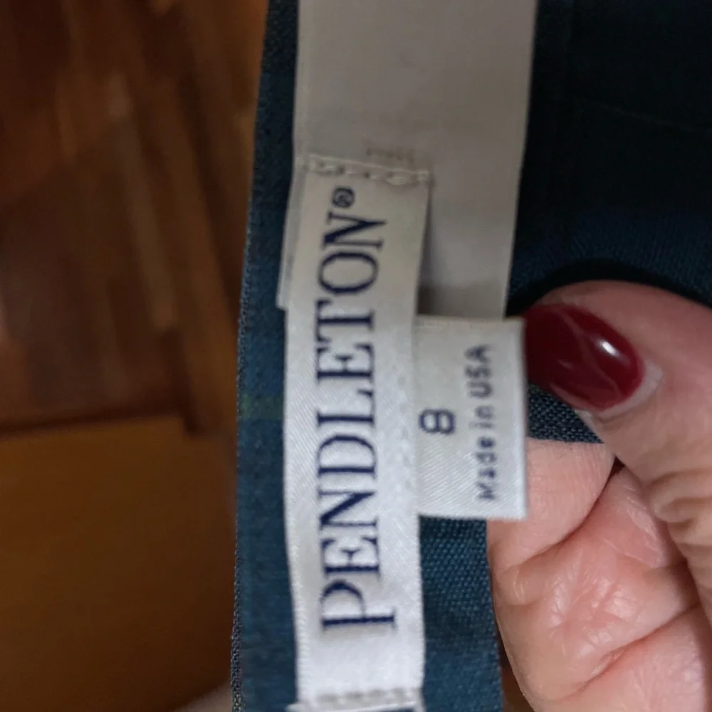 Pendleton Teal Reversible Plaid A-Line Wool Skirt. - Picture 3 of 3